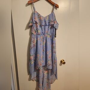 Sz L Floral High Low Dress